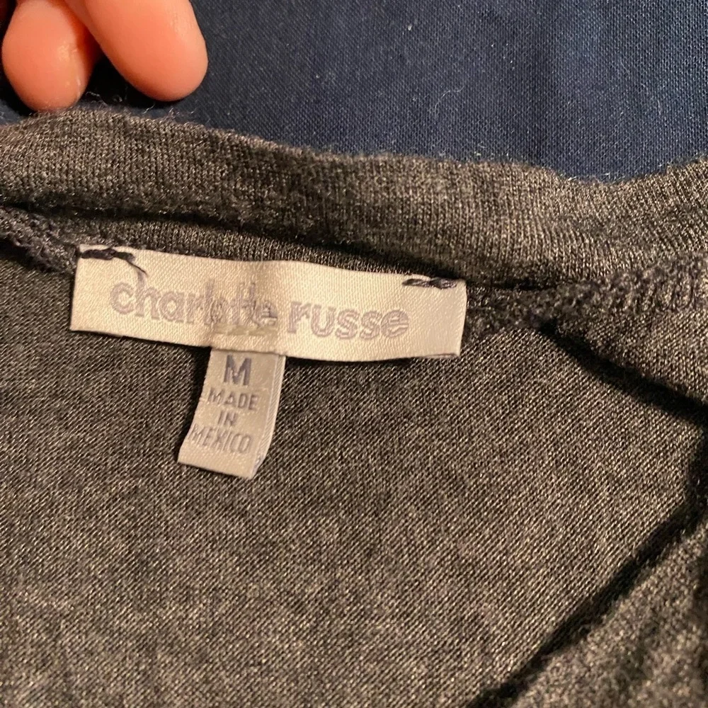 Charlotte Russe Cotton Twist Short Sleeved T-Shirt Dress in Heathered Charcoal - Picture 4 of 6